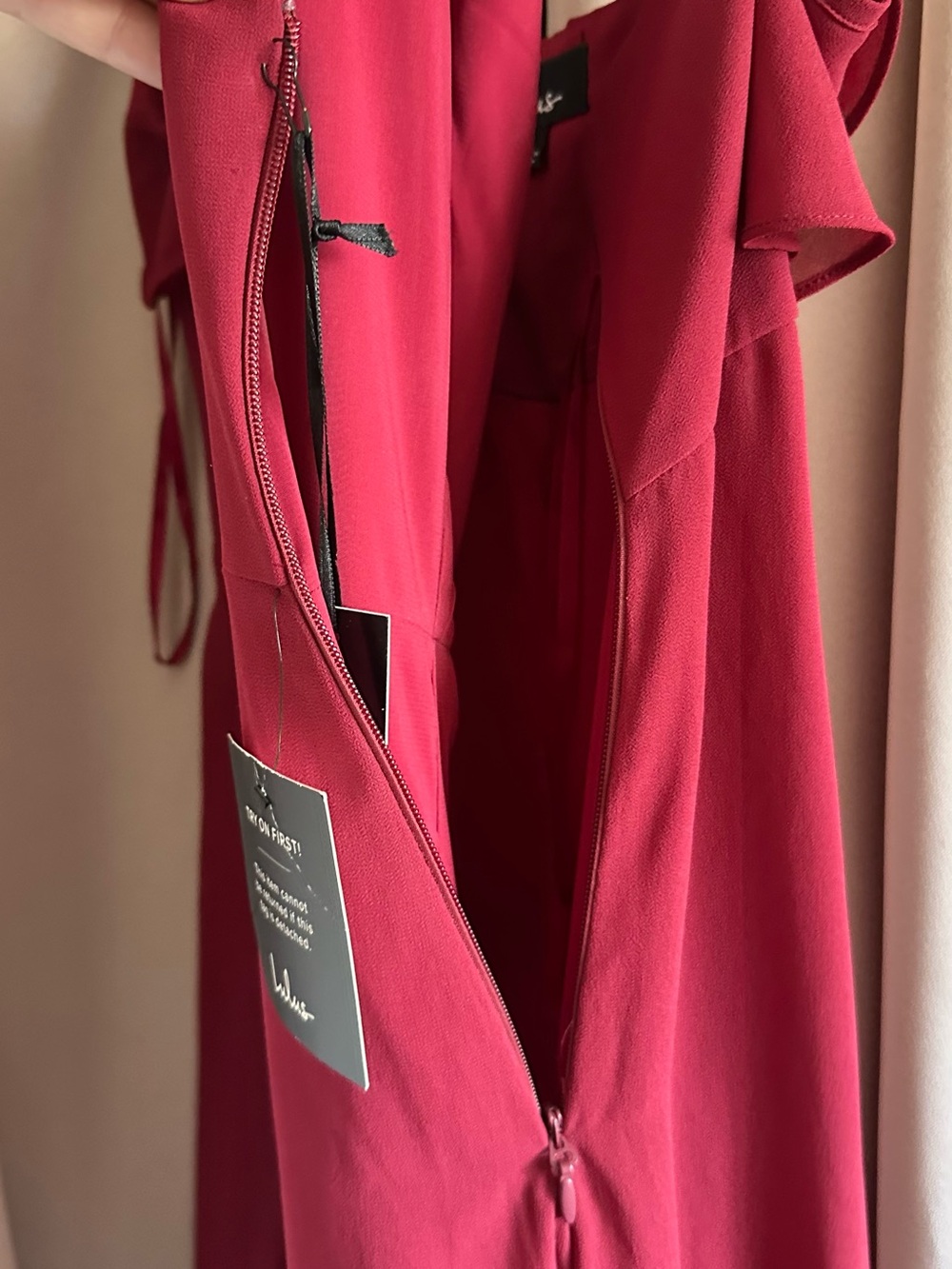 Lulu's Red Maxi Dress with Ruffle Shoulder Detail - Picture 6 of 11